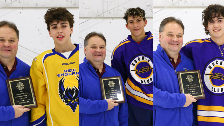2021 Jr. Chowder Cup 2005 All-Tourney Forwards: Landon Resendes (NE Crows), Anthony Cappello and Marcus Hookong (Top Shelf)