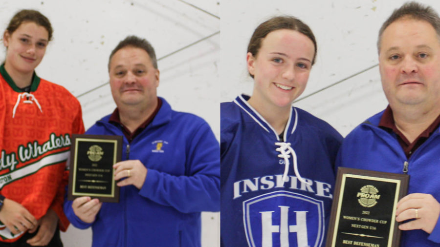 2022 Women’s Chowder Cup NextGen All-Tourney Defense: Maggie Averill (Lady Whalers) and Abby Deanzeris (Inspire Hockey)
